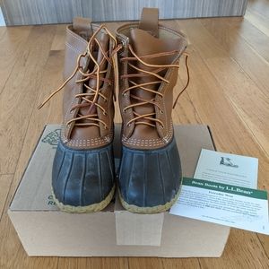 L.L. BEAN MEN'S 8IN DUCK BOOTS SIZE 8 TAN BROWN